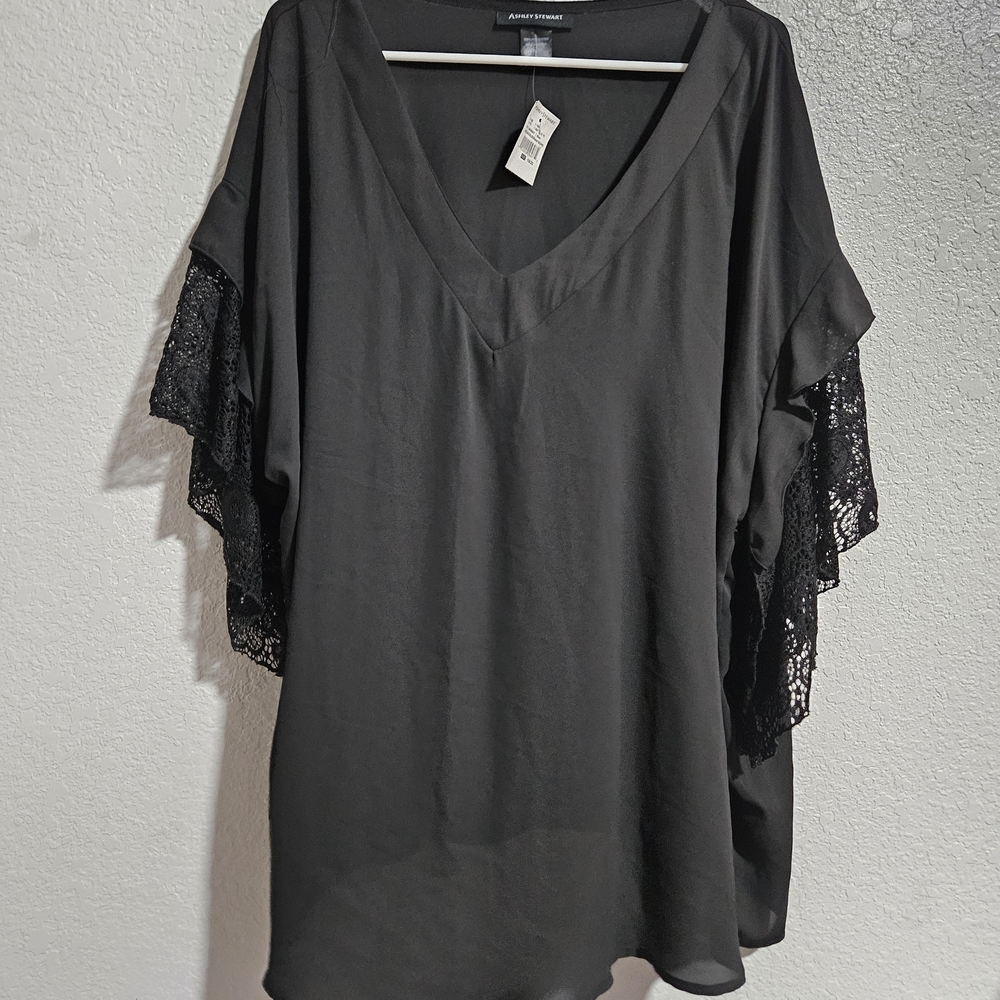 *NWT* Ashley Stewart Elegant Black Blouse